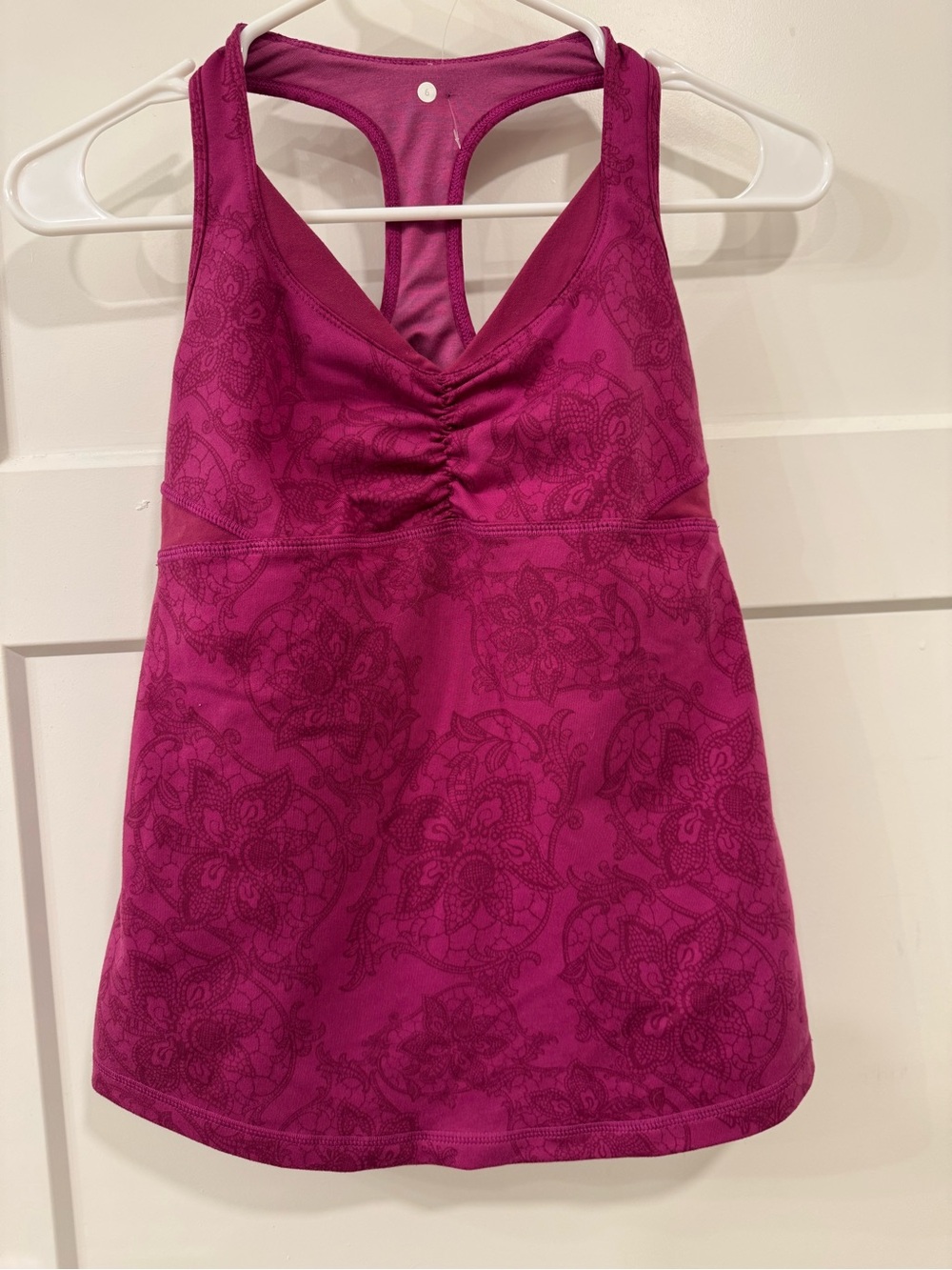 lululemon athletica Deep Pink Racerback Tank with Subtle Floral Print